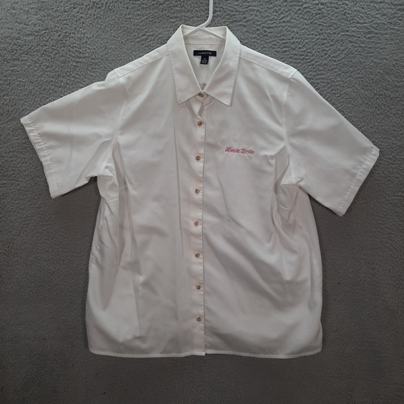 Lands' End Tops - Kwik Star Shirt Womens 1X White Replacement Employee Uniform Workwear Button Up